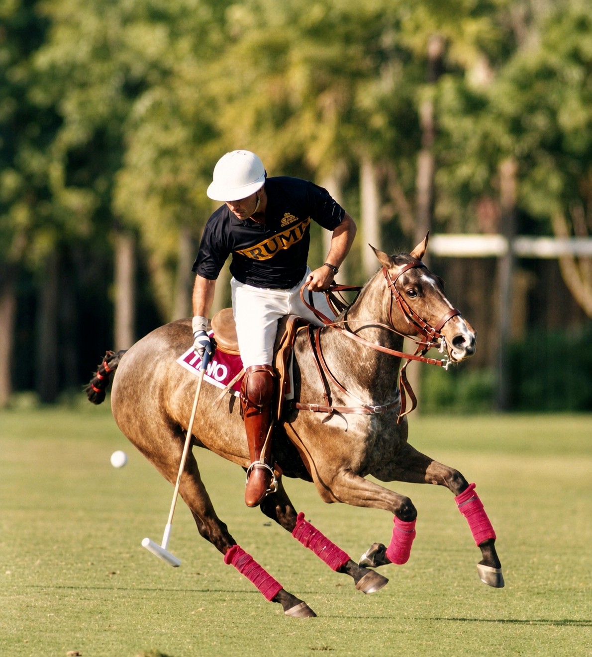 Tino Bourdieu jugando al polo, al galope